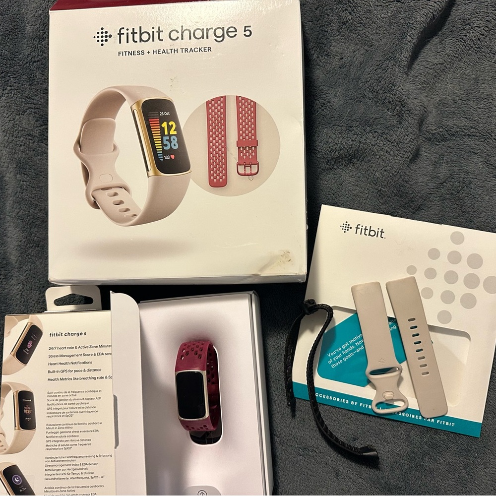Fitbit Charge 5 Smartwatch - Pink and Black